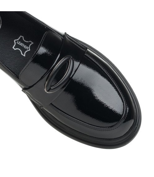 Туфли-лоферы женские черные с пряжкой Meegocomfort 2837Т-1