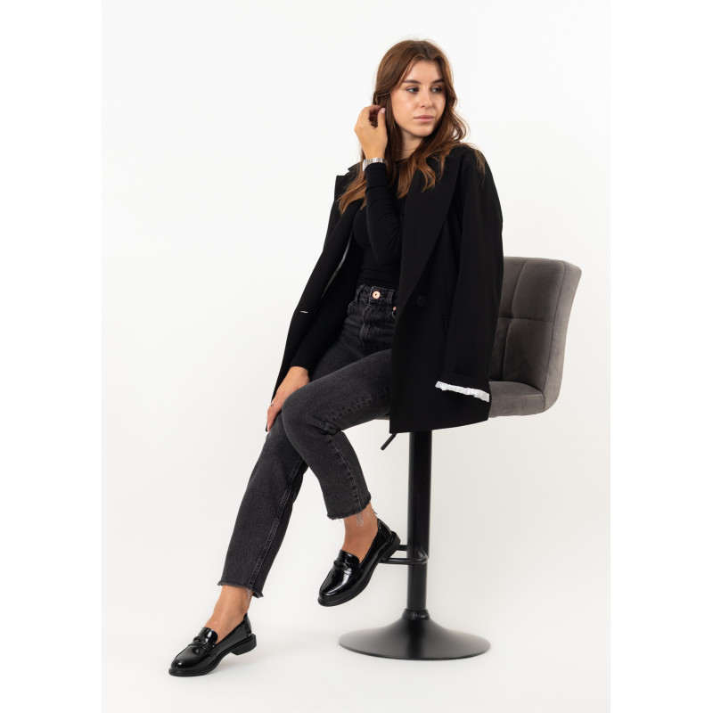 Туфлі-лофери жіночі чорні з пряжкою Meegocomfort 2837Т-1