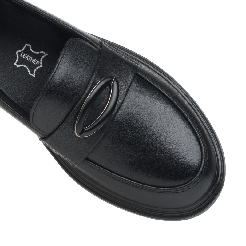 Туфлі-лофери жіночі чорні шкіряні з пряжкою Meegocomfort 2837Т