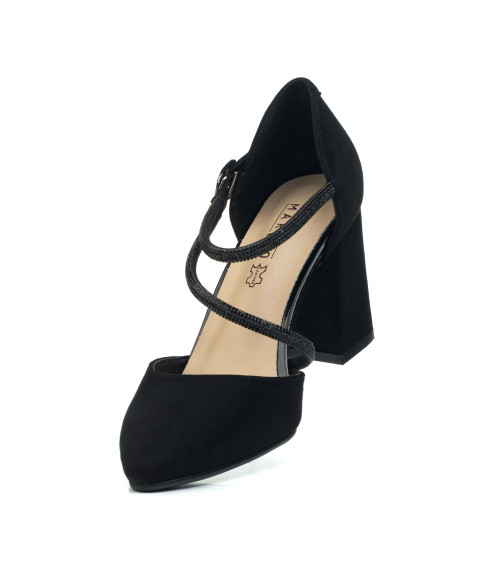 Туфли женские черные на толстом каблуке Marigo 2854Т