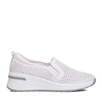 Туфли кожаные белые на танкетке Meegocomfort 2921Т