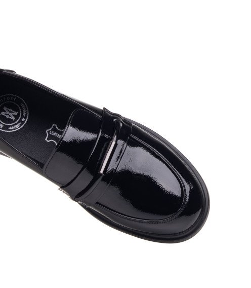Туфли женские кожаные лакированные черные Meegocomfort 2922Т-1