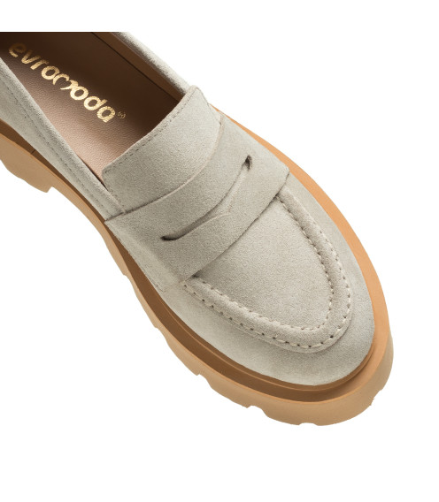 Туфли лоферы женские на тракторной серой подошве Evromoda 1007ТZ