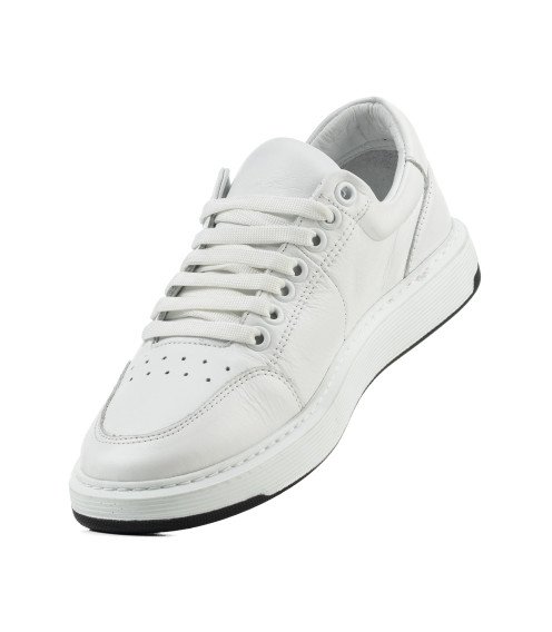 Кеди жіночі білі шкіряні Heya Shoes 1047ТZ-А