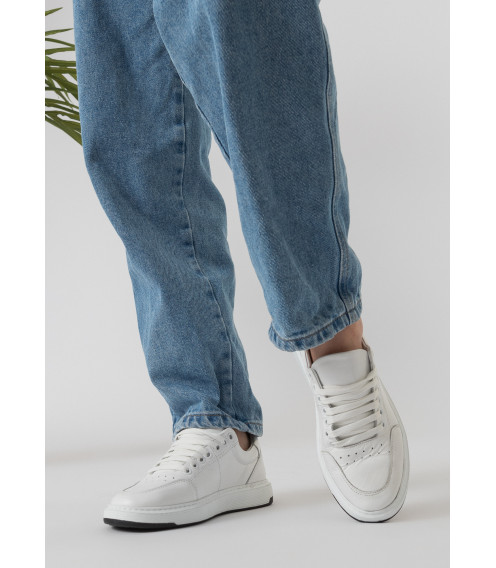 Кеди жіночі білі шкіряні Heya Shoes 1047ТZ-А