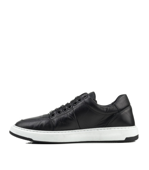 Кеды женские черные кожаные Heya Shoes 1047ТZ
