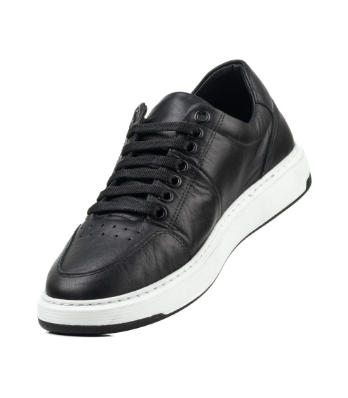 Кеды женские черные кожаные Heya Shoes 1047ТZ