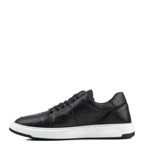 Кеды женские черные кожаные Heya Shoes 1047ТZ