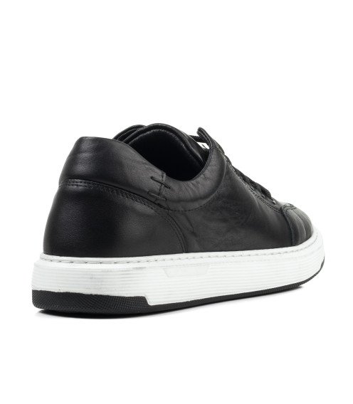 Кеды женские черные кожаные Heya Shoes 1047ТZ