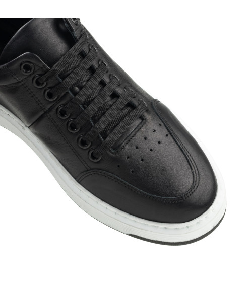 Кеды женские черные кожаные Heya Shoes 1047ТZ