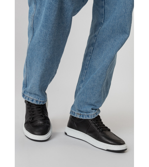 Кеды женские черные кожаные Heya Shoes 1047ТZ