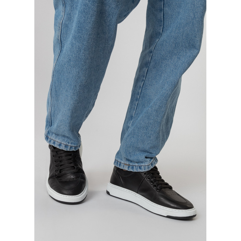 Кеды женские черные кожаные Heya Shoes 1047ТZ