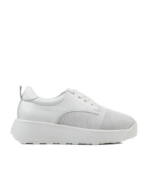 Кеди жіночі білі шкіряні з перфорацією Heya Shoe 1048ТZ