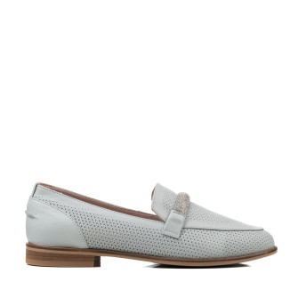 Туфли лоферы женские голубые кожаные Heya Shoes 1049ТZ-В