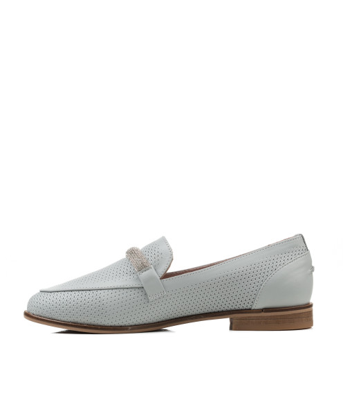 Туфли лоферы женские голубые кожаные Heya Shoes 1049ТZ-В