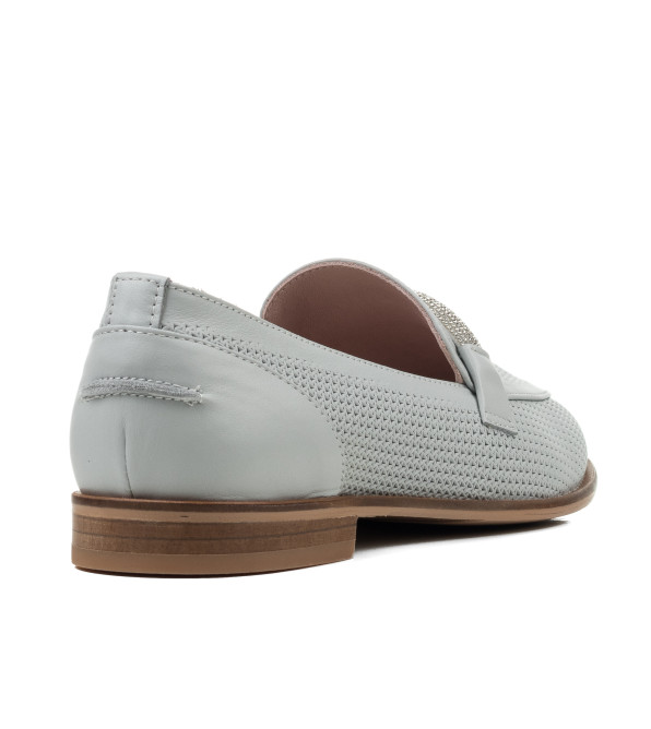 Туфли лоферы женские голубые кожаные Heya Shoes 1049ТZ-В