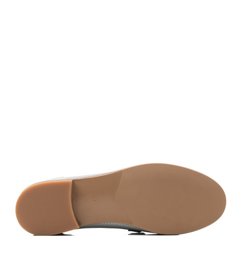 Туфли лоферы женские голубые кожаные Heya Shoes 1049ТZ-В