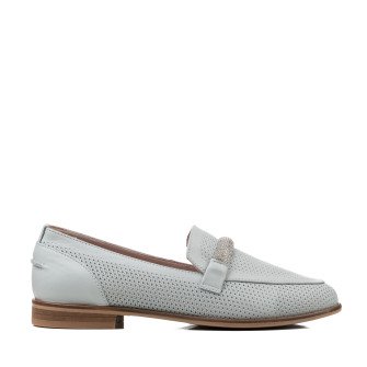 Туфли лоферы женские голубые кожаные Heya Shoes 1049ТZ-В