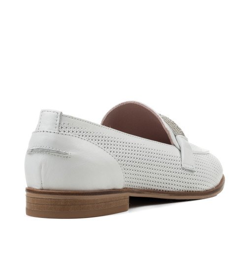 Туфлі лофери жіночі білі шкіряні Heya Shoes 1049ТZ-А