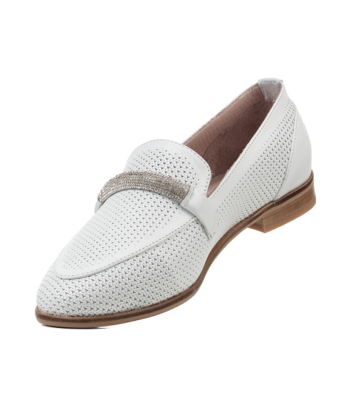Туфлі лофери жіночі білі шкіряні Heya Shoes 1049ТZ-А