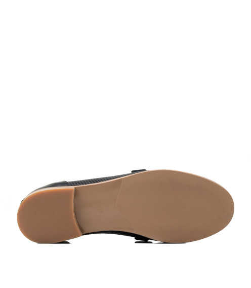 Туфли лоферы женские черные кожаные Heya Shoes 1049ТZ