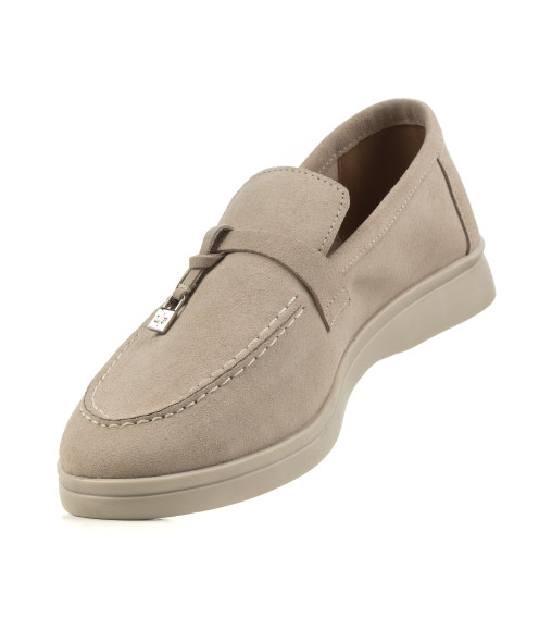 Туфли женские замшевые бежевые Loro Piana 1077ТZ
