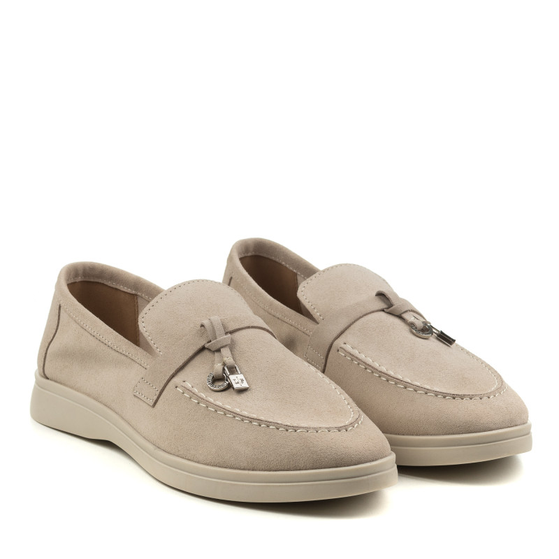 Туфли женские замшевые бежевые Loro Piana 1077ТZ