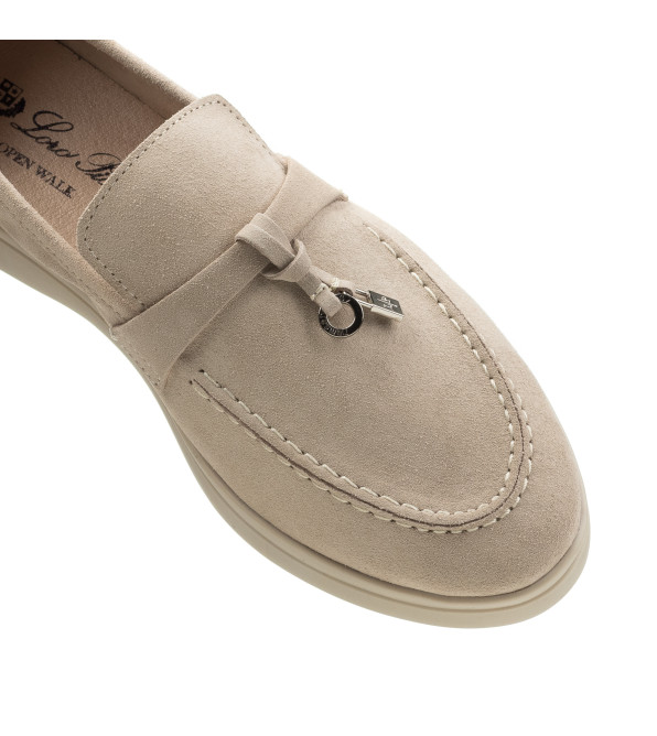 Туфли женские замшевые бежевые Loro Piana 1077ТZ