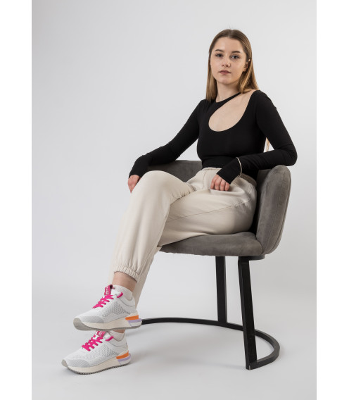 Кросовки женские белые кожаные с перфорацией Evromoda 1083ТZ-A