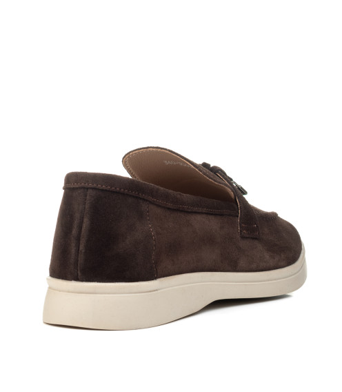 Женские лоферы шоколадного цвета Loro Piana 1098ТZ-E