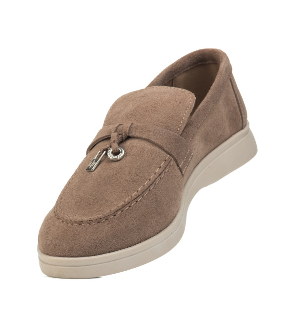 Женские лоферы цвета мокко Loro Piana 1098ТZ-F