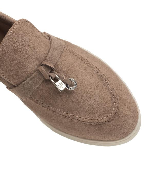 Женские лоферы цвета мокко Loro Piana 1098ТZ-F