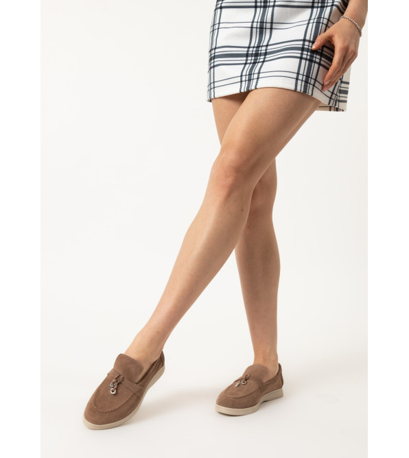 Женские лоферы цвета мокко Loro Piana 1098ТZ-F