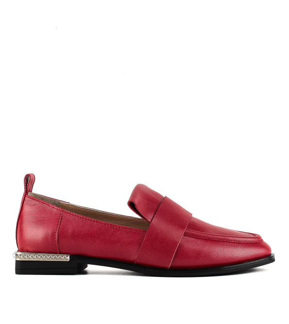 Туфлі жіночі шкіряні червоні на низькому каблуку 759ТZ