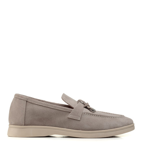 Туфли лоферы женские замшевые серые All shoes 892ТZ-D