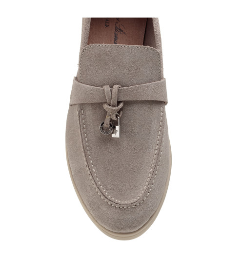 Туфли лоферы женские замшевые серые All shoes 892ТZ-D