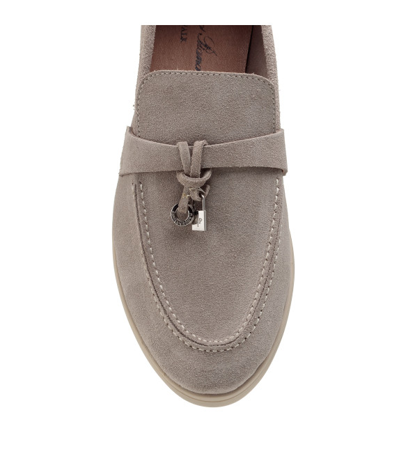 Туфли лоферы женские замшевые серые All shoes 892ТZ-D