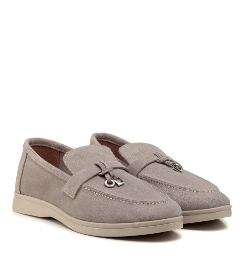 Туфлі лоферы жіночі замшеві сірі All shoes 892ТZ-D