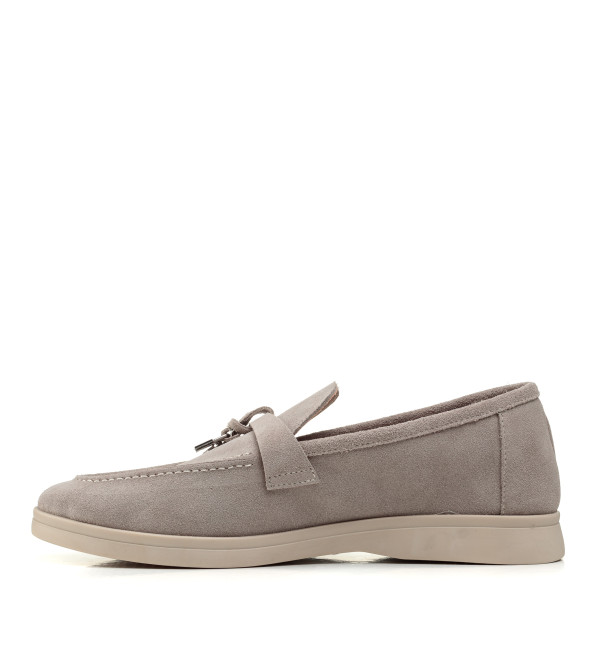 Туфлі лоферы жіночі замшеві сірі All shoes 892ТZ-D