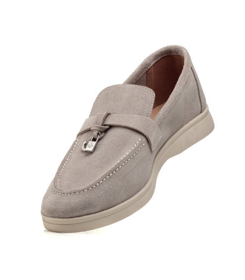 Туфлі лоферы жіночі замшеві сірі All shoes 892ТZ-D
