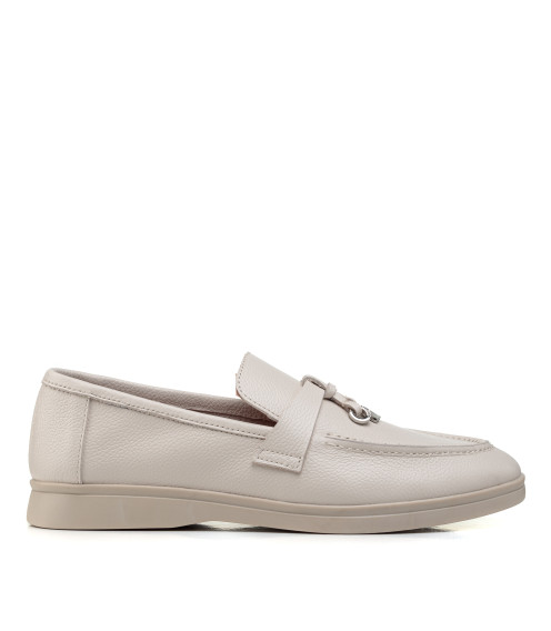 Туфлі лофери жіночі бежеві шкіряні All shoes 892ТZ-В