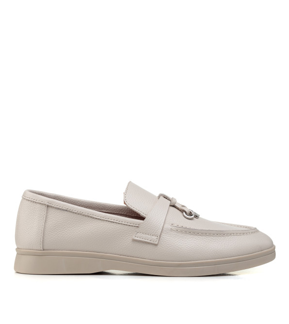 Туфлі лофери жіночі бежеві шкіряні All shoes 892ТZ-В