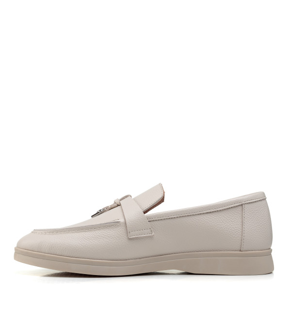 Туфлі лофери жіночі бежеві шкіряні All shoes 892ТZ-В