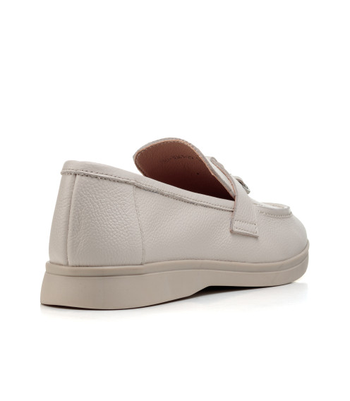 Туфлі лофери жіночі бежеві шкіряні All shoes 892ТZ-В