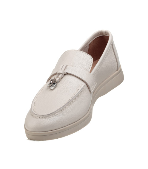 Туфлі лофери жіночі бежеві шкіряні All shoes 892ТZ-В