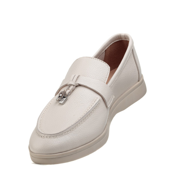 Туфлі лофери жіночі бежеві шкіряні All shoes 892ТZ-В