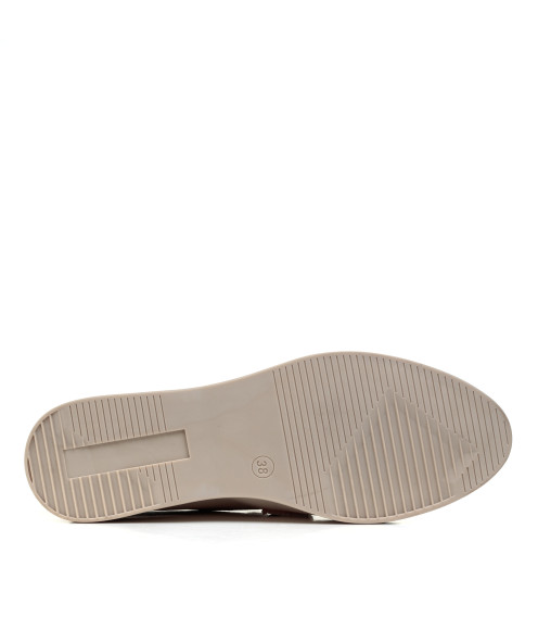 Туфлі лофери жіночі бежеві шкіряні All shoes 892ТZ-В