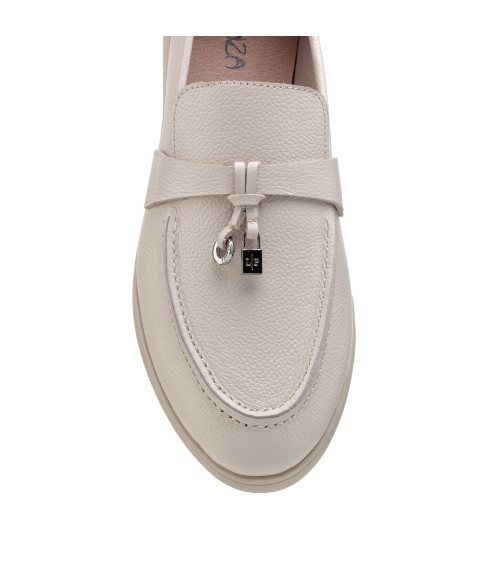 Туфлі лофери жіночі бежеві шкіряні All shoes 892ТZ-В