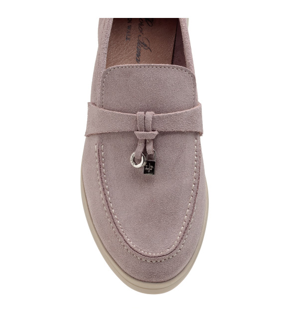 Туфли лоферы женские замшевые пудровые All shoes 892ТZ-Е