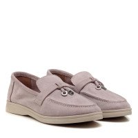Туфли лоферы женские замшевые пудровые All shoes 892ТZ-Е